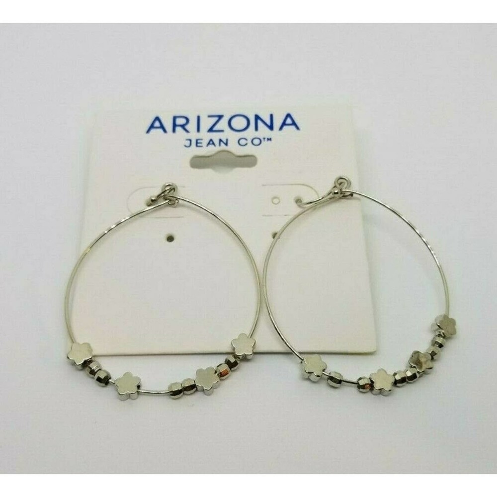 New Earrings Arizona Jean Co Silver Beaded Hoop
